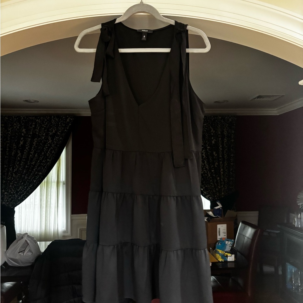 Aqua Black Sleeveless V-Neck Mini Sundress